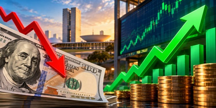 Dólar cai a R$ 5, e bolsa sobe quase 8% após primeiro turno